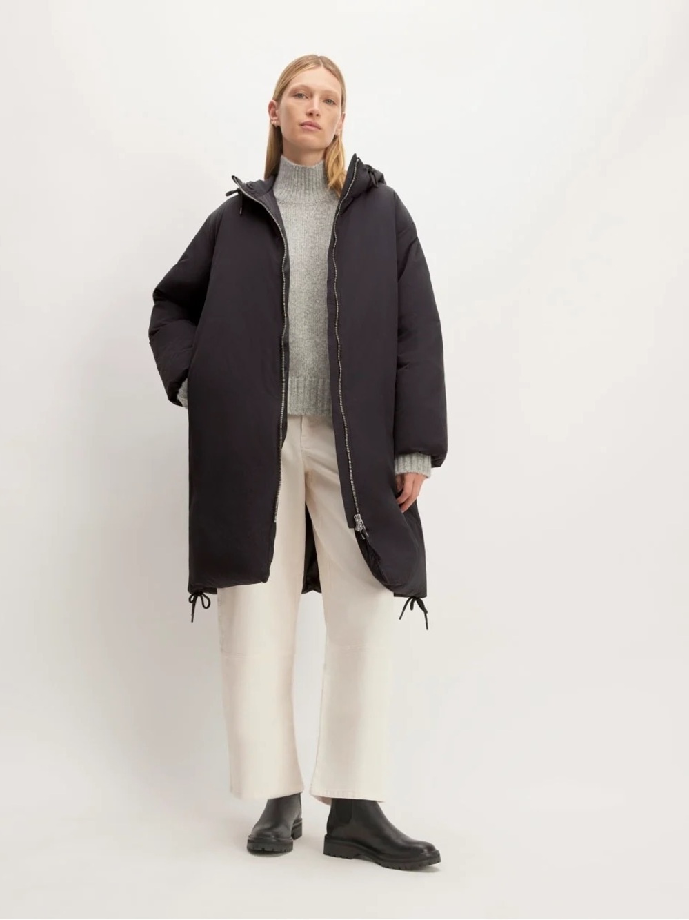 Black Everlane Re:Down Puffer Coat Size Medium